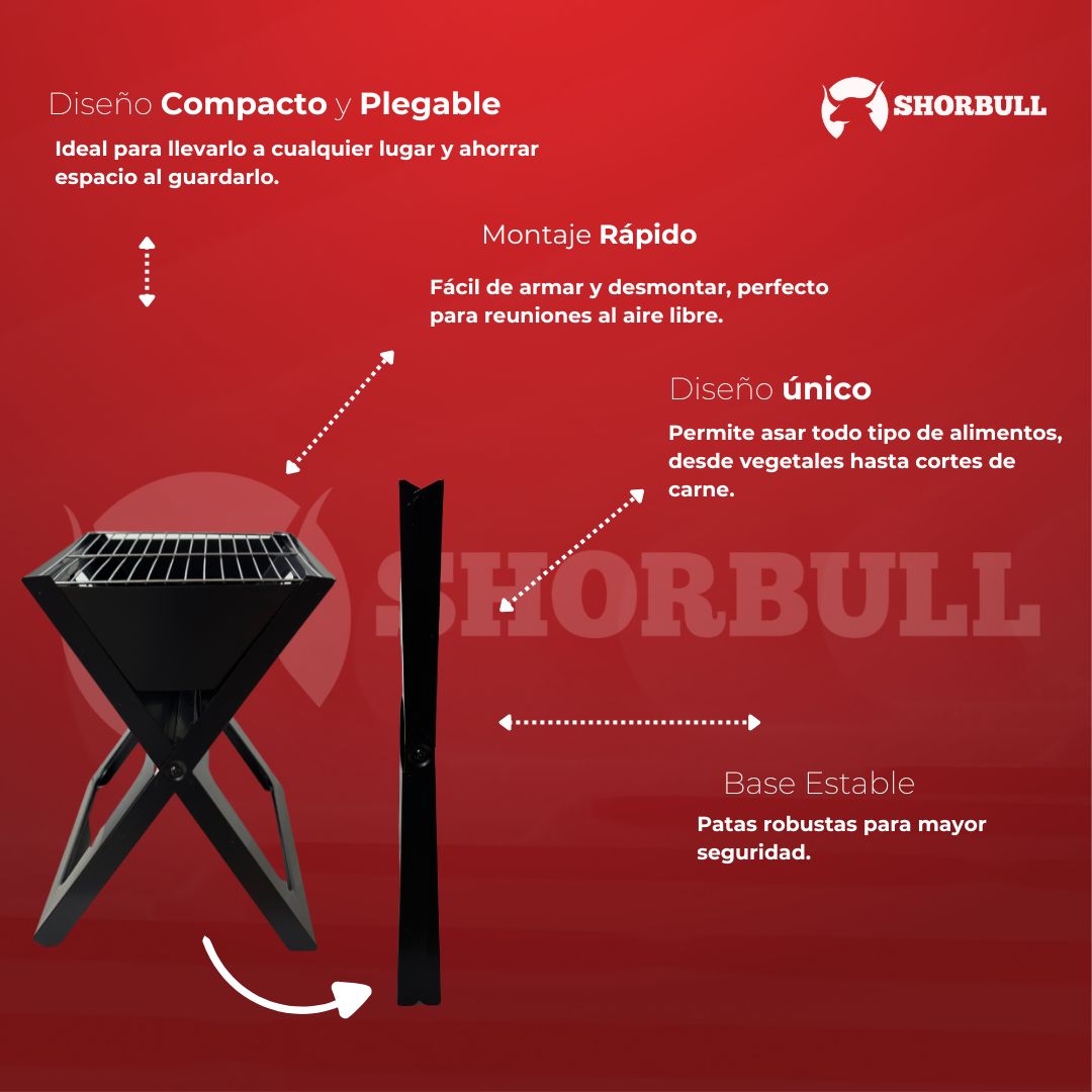 Asador Portátil Plegable Shorbull